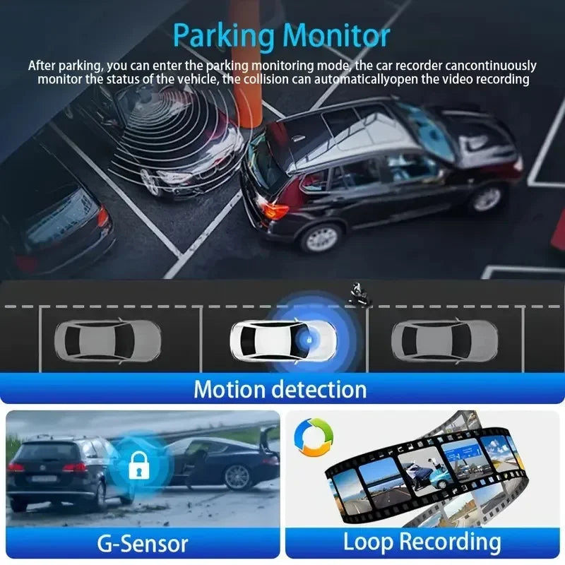 3Camera Dash Cam For Car Camera 1080P Video Recorder WIFI Car DVR Front Rear View Camera Night Vision Black Box Car Accessories - Evallys.com