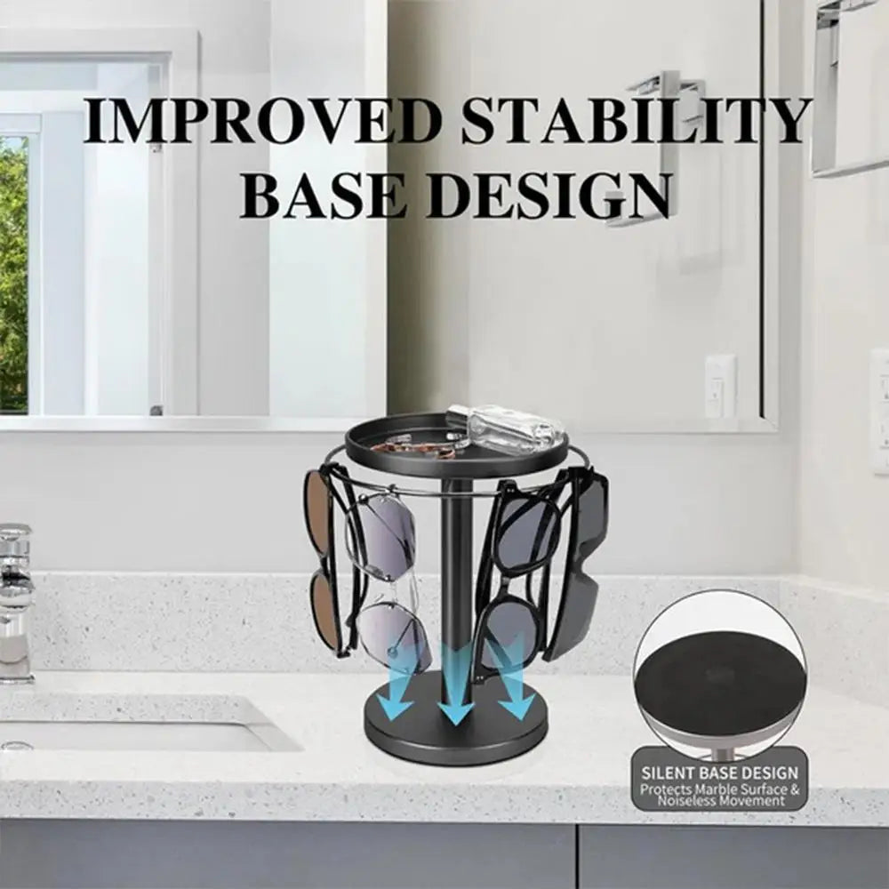 Sunglasses Holder Organizer 360Rotatable Stainless Steel Eyeglasses Display Stand Eyewear Storage Rack For Desk Dresser