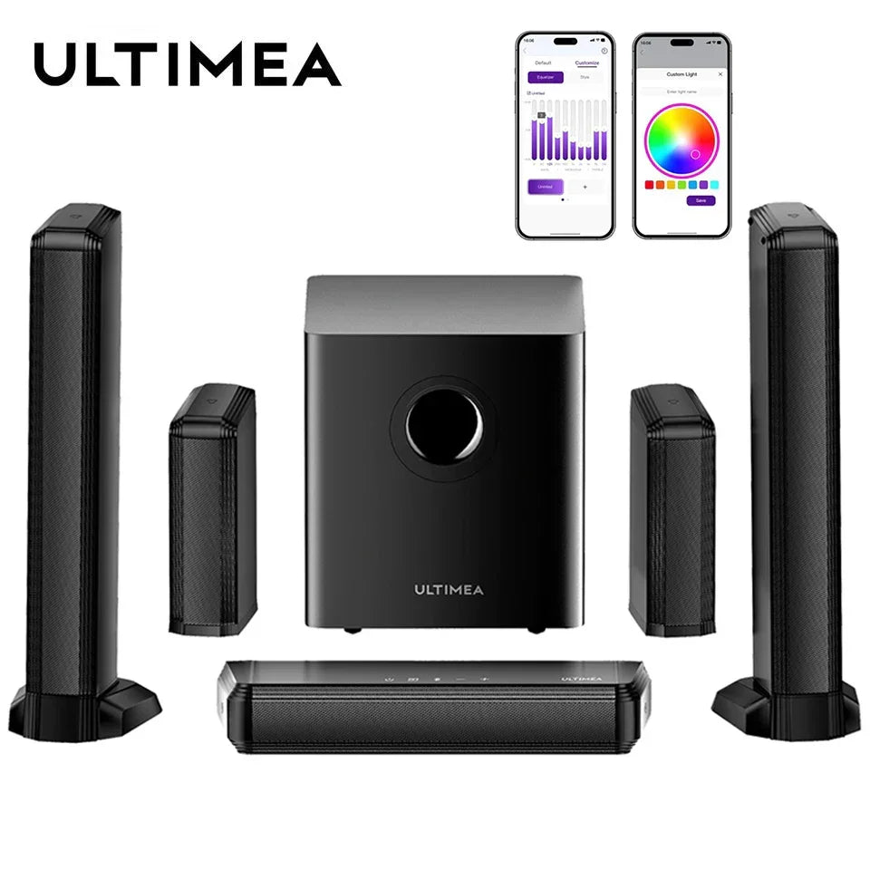 ULTIMEA 7.1 Surround Sound Bar with 2 Surround Speakers & 6.5" Subwoofer, Surround Sound System for TV with RGB, APP Control - Evallys.com