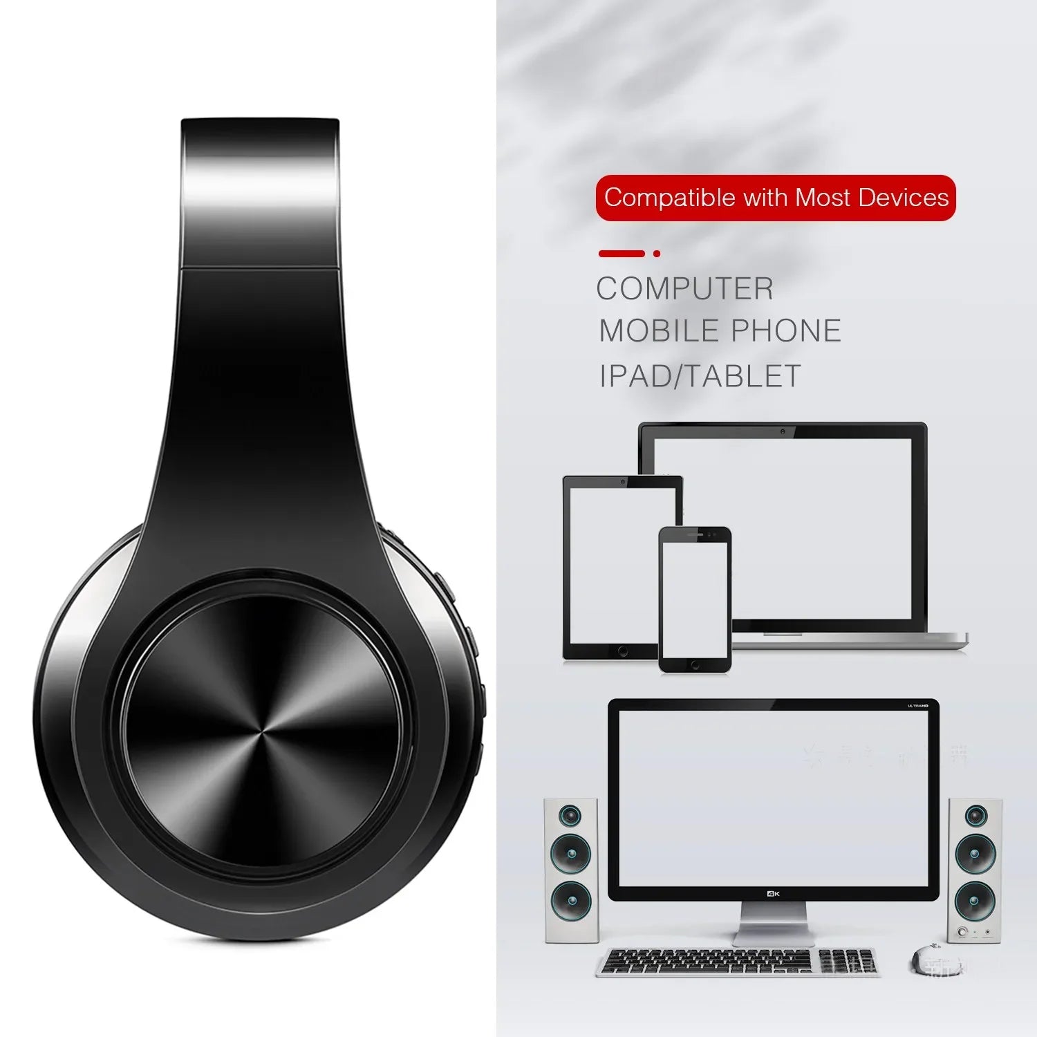HIFI Stereo Earphones Bluetooth Headphone Music Headset FM and Support SD Card with Mic for Mobile Xiaomi Iphone Sumsamg Tablet - Evallys.com