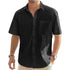 Men's Solid Color Cotton Linen Short Sleeve Shirts Vacation Beach Summer Tops with Pocket Casual Lightweight Button Shirts - Evallys.com