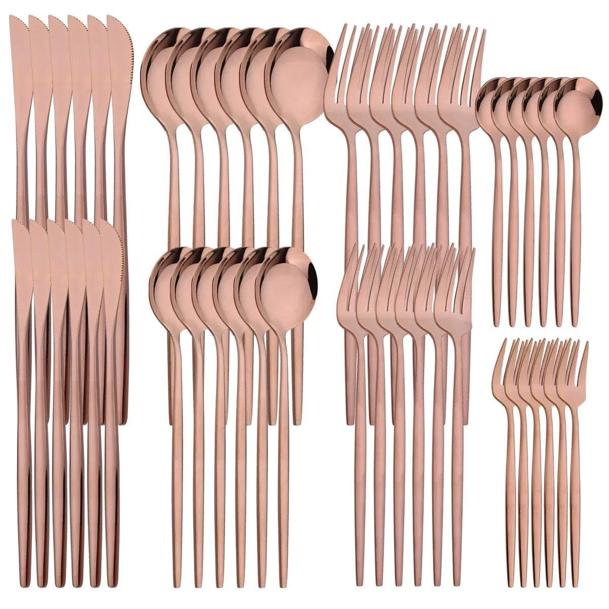 48pcs Black Gold Cutlery Set Knife Fork Coffee Spoon Dinnerware Stainless Steel Tableware Flatware Western Kitchen Silverware