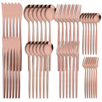 48pcs Black Gold Cutlery Set Knife Fork Coffee Spoon Dinnerware Stainless Steel Tableware Flatware Western Kitchen Silverware