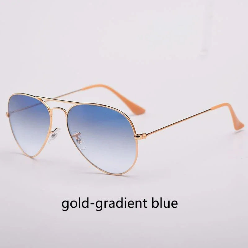 Top Quality Real Glass Lenses Men Women Sunglasses Brand Fashion Pilot Metal Frame Classic Style Outdoor UV400 Sun Glasses - Evallys.com