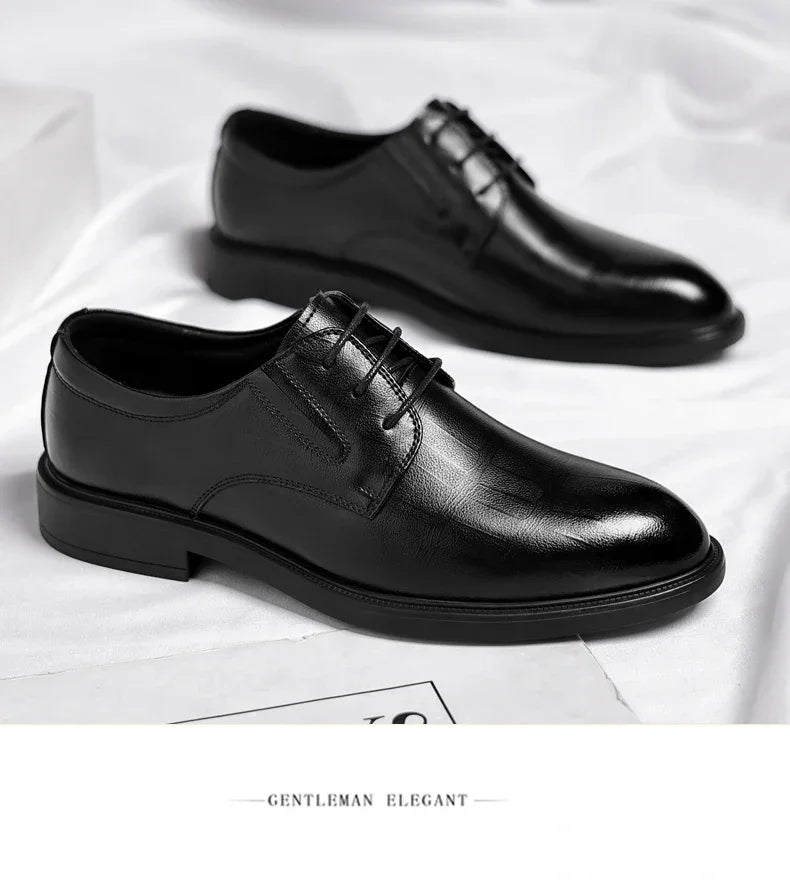 3/6/8 CM Elevator Shoes Men Dress Shoes Black Soft Leather Men Heighten Formal Shoes Casual Business Men Oxfords Suit Shoes - Evallys.com