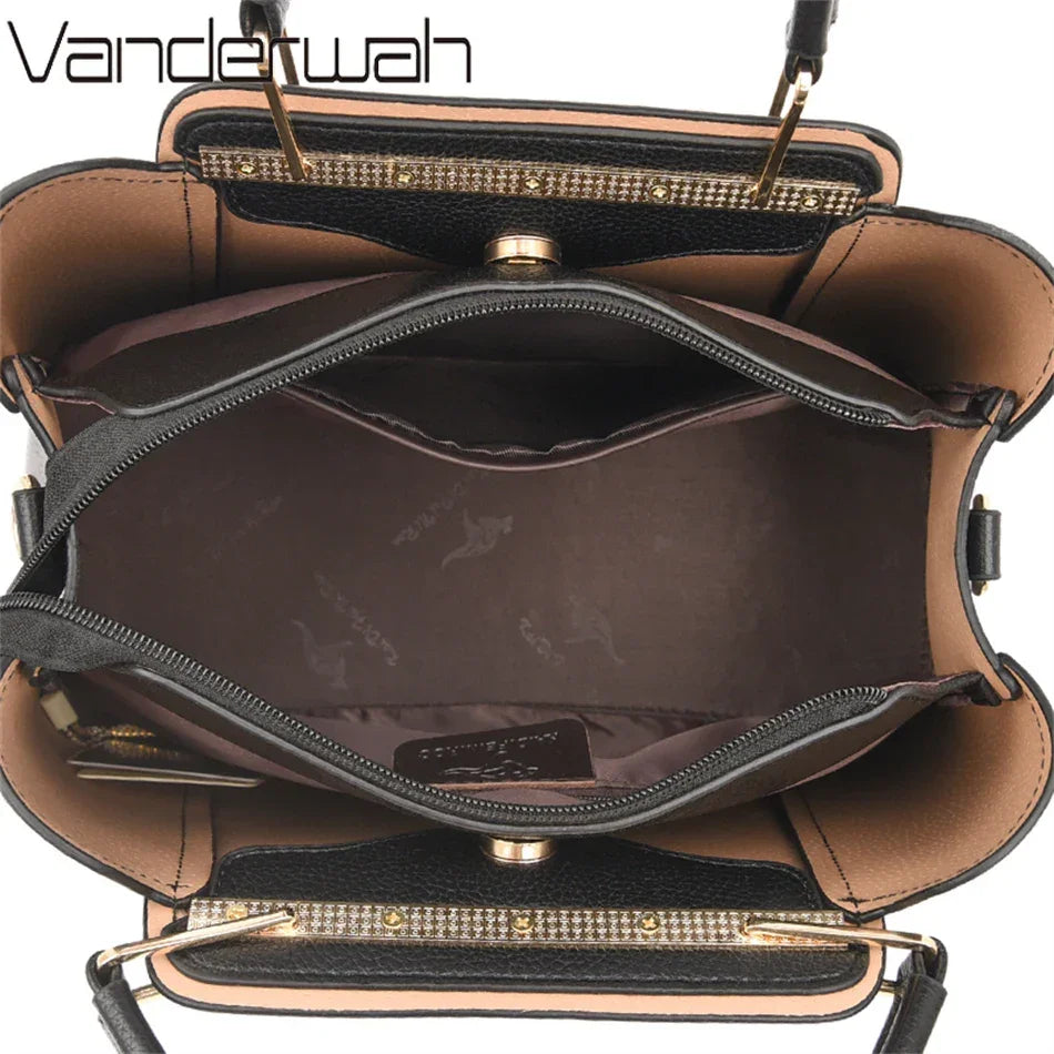 2024 Luxury Women Designer 3 Layers Shoulder Crossbody Sac Ladies Large Capacity Leather Handbags Shopper Brand Messenger Totes - Evallys.com