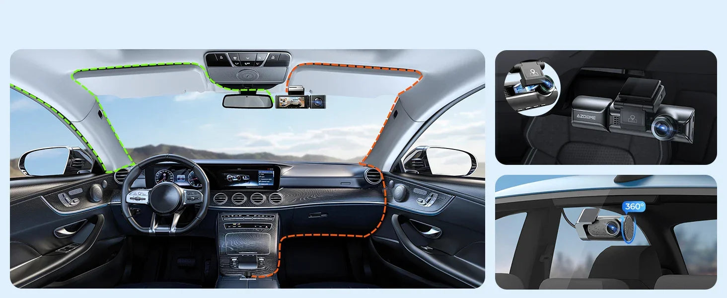 Upgrade AZDOME M550 Pro Car DVR Dash Cam 4K 5.8Ghz WiFi 2/3 Cameras Front/Cabin/Rear Cam GPS Night Vision Parking Monitor داش كا - Evallys.com