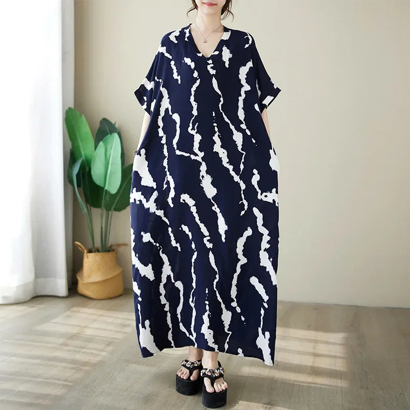 Bohemian Summer Maxi Dress – Vintage Loose Beach Streetwear - Evallys.com