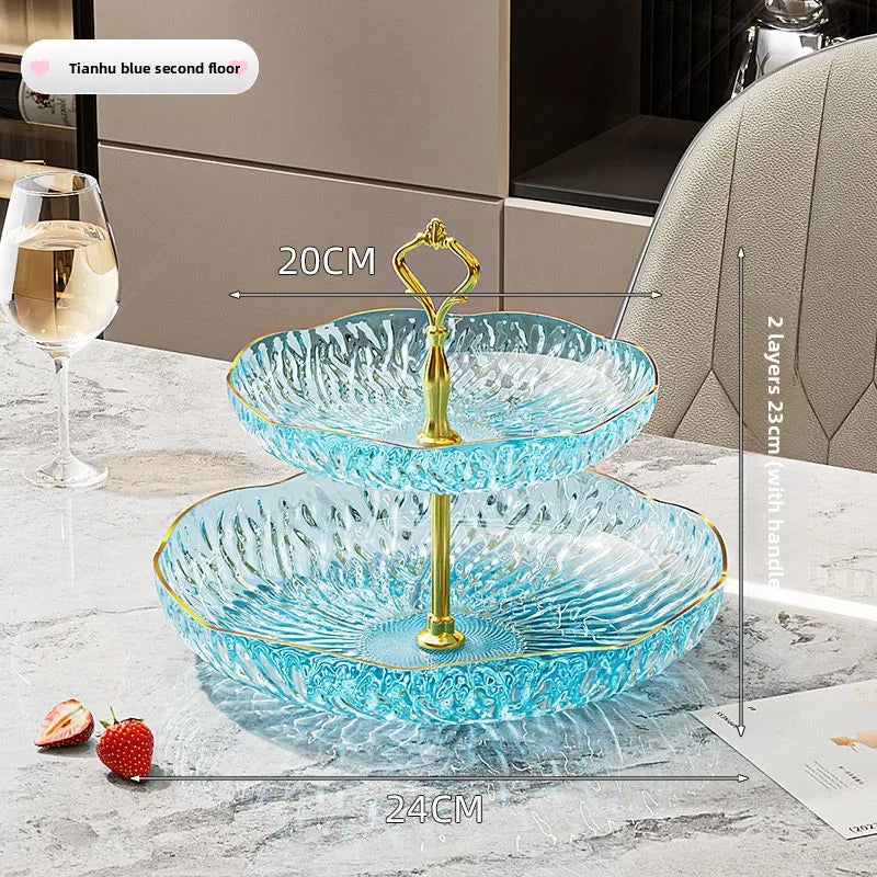 2/3 Tier Fruit Plate Stand Coffee Table Snack Tray Dried Fruit Dessert Plate Bar Counter Display Holder