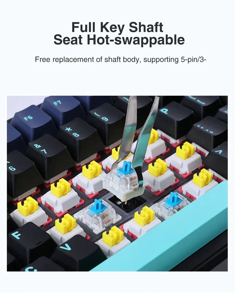 AULA F87 Pro Mechanical Keyboard 3 Mode 2.4G/USB/Bluetooth Tri Mode Wireless Gaming Keyboard 87 Key Hotswap RGB Gasket Keyboard - Evallys.com