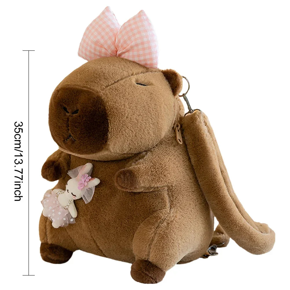 Cute Capybara Plush Backpack Funny Kawaii Doll Fur Bag Cartoon Capybara Shoulder Bag Soft Girl Small Backpack for Girls Children - Evallys.com