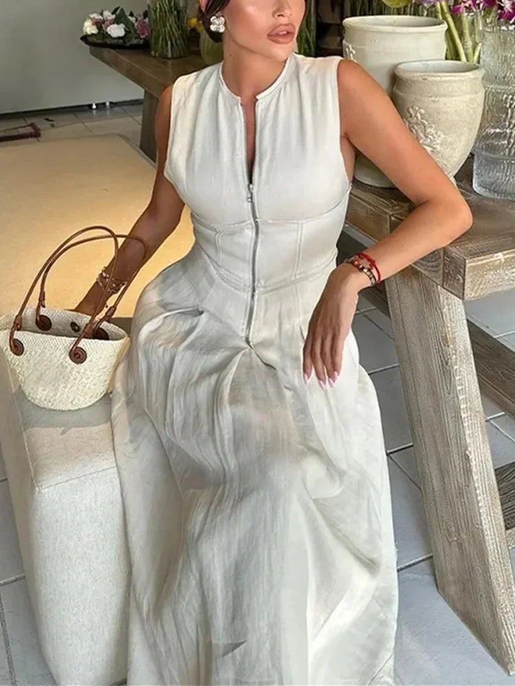 TRAF Sleeveless Bodycon Midi Dress – Elegant Summer Party Dress - Evallys.com
