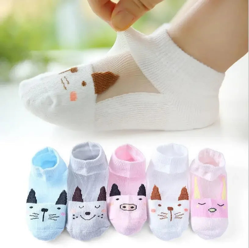 5 PAir Set Children Socks Summer Fishnet Boy Socks Spring Summer Thin Mesh Boat Socks Boys Girls Short Socks - Evallys.com