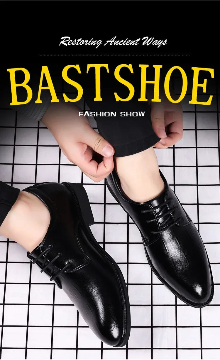 Mens Leather Dress Shoes Men's Formal Social Male Shoe Casual Business Pointed Toe Luxury Party Designer Shoes for Men - Evallys.com
