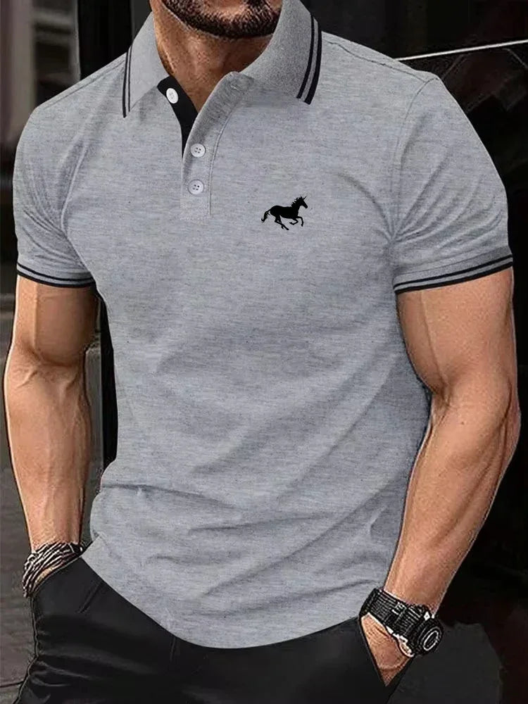 New Men's T-shirt Classic Short sleeved Polo Shirt Summer Top Casual T-shirt Button Lapel Super Large S-3XL Casual Polo Shirt - Evallys.com