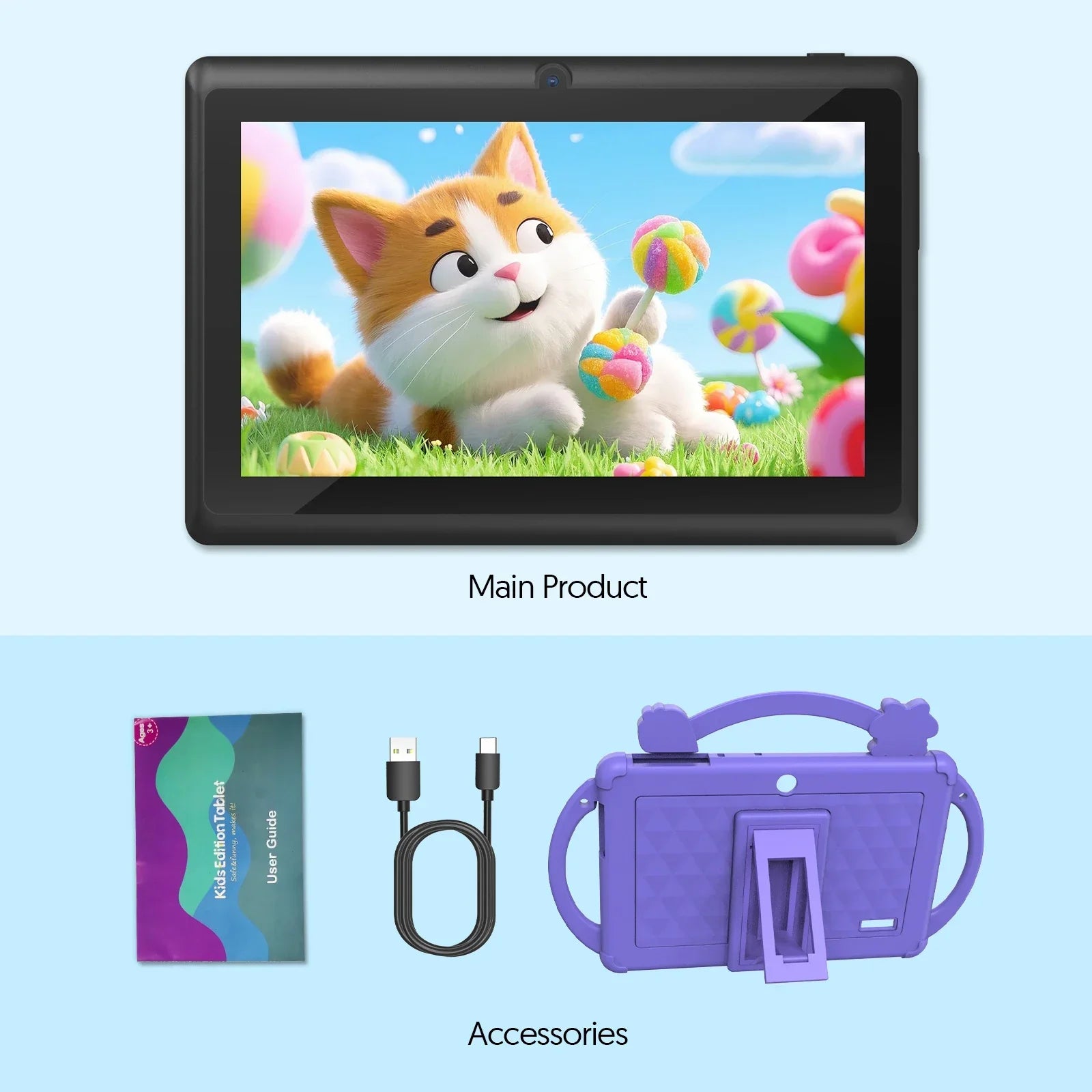 7-inch Android 13 children's tablet, 5G WiFi tablet, quad-core processor, 4GB (2g+2g-memory expansion) RAM+32GB ROM, with parent - Evallys.com