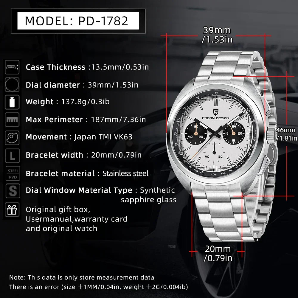 PAGANI DESIGN 2024 New Panda Dial Men Watches Luxury Quartz Watch For Men Japan VK63 Sport Chronograph Sapphire glass Wristwatch - Evallys.com