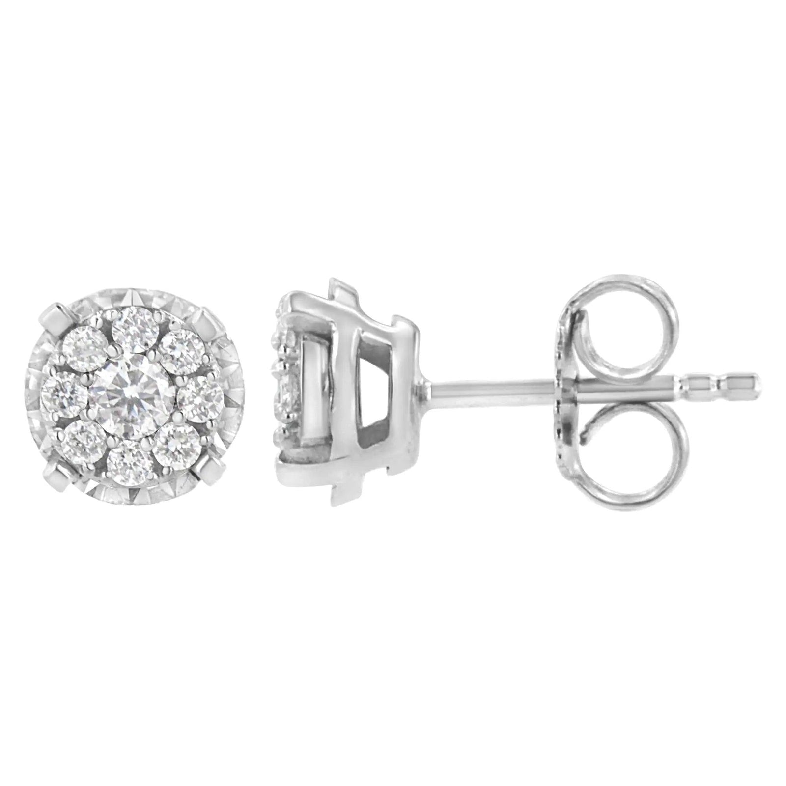 .925 Sterling Silver 1/2 cttw Lab Grown Diamond Composite Earring (F-G Color, VS2-SI1 Clarity) - Evallys.com # #