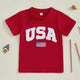 Independence Day Kids T-Shirt with USA Flag Embroidery Patriotic Short Sleeve Tee for Boys Loose Fit Summer Top - Evallys.com