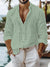 Casual Breathable Loose Cotton Linen Shirt Mens Spring Autumn Leisure Solid Color Cardigan Tops Men Vintage Button Lapel Shirts - Evallys.com