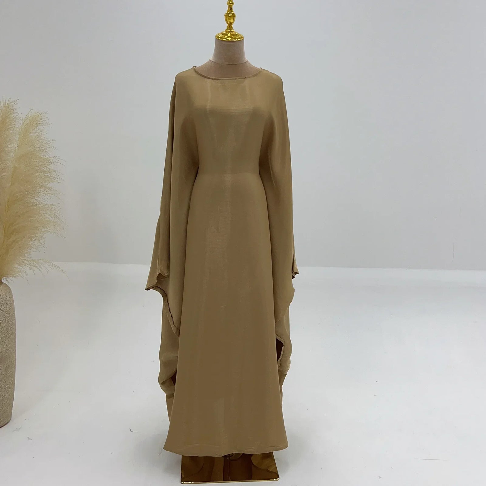 Luxury Satin Batwing Abaya Kaftan – 20 Colors Dubai Maxi Dress - Evallys.com