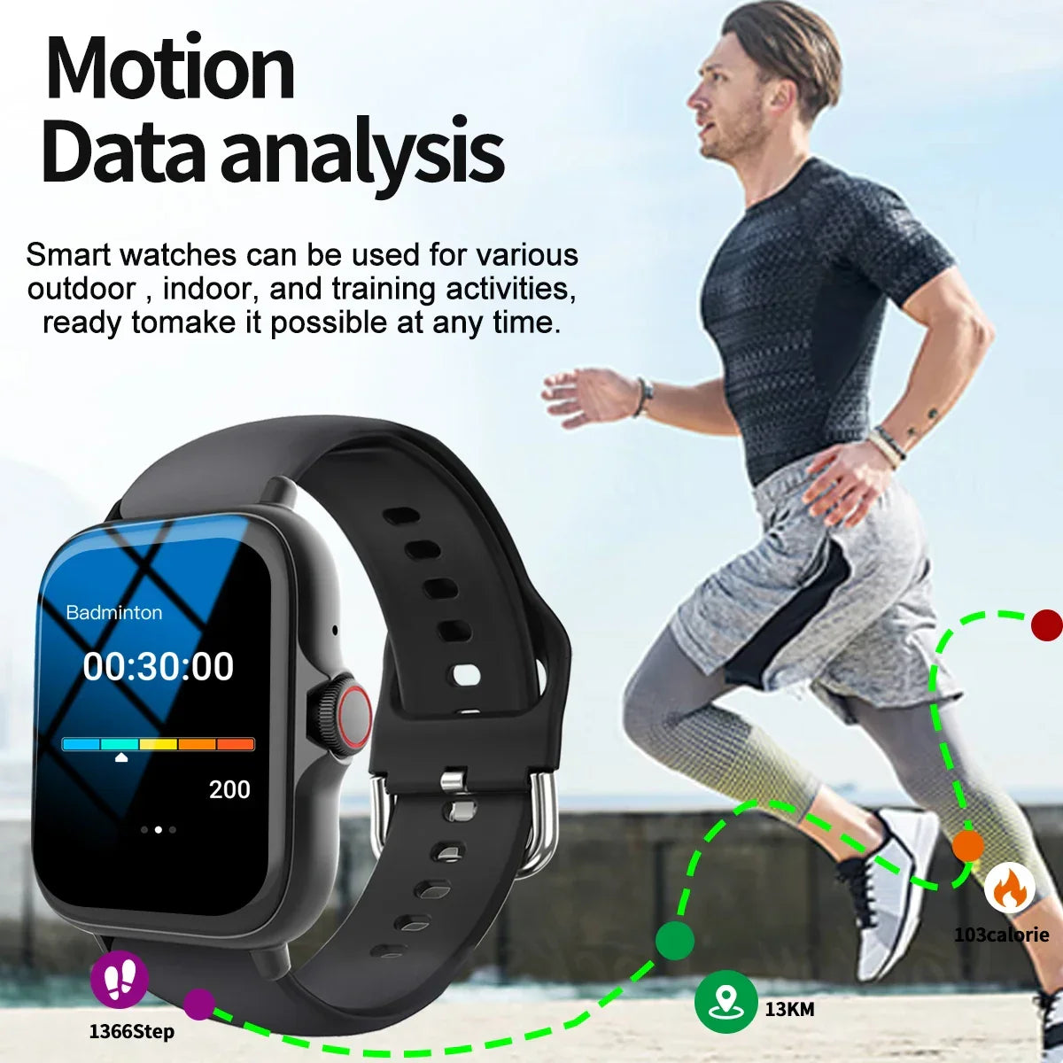 Hot Smart watch, wireless call/wireless music, message reminder,custom dial wallpaper and other functions, unisex - Evallys.com