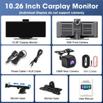 10.26'' Dash Cam 4K Car Mirror Video Player Wireless Carplay Android Auto GPS Car Monitor Multimedia Rearview Camera Dashboard - Evallys.com
