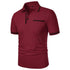 New Men's Short Sleeve Polo Shirts Solid Color Casual T-shirt Summer Trendy Breathable Loose Basic Splice Top Pockets Men Shirts - Evallys.com