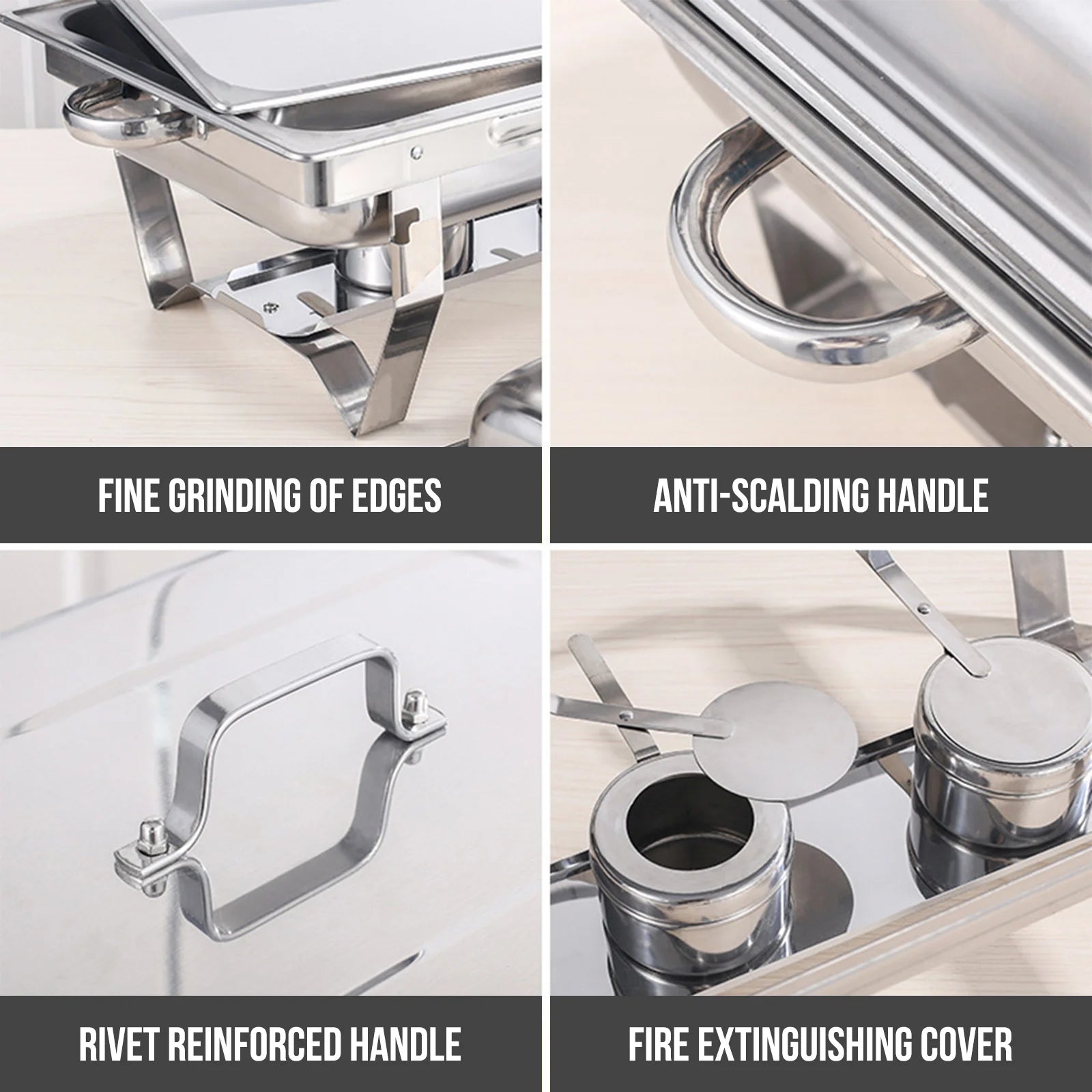 Chafing Dish Buffet Set 8QT Electric Stainless Steel 2/4/ Pack Full Size Pans Food Warmer Chafing Fuel Holder for Party Catering