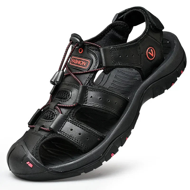 Men’s Genuine Leather Summer Sandals – Casual Outdoor Beach Shoes - Evallys.com