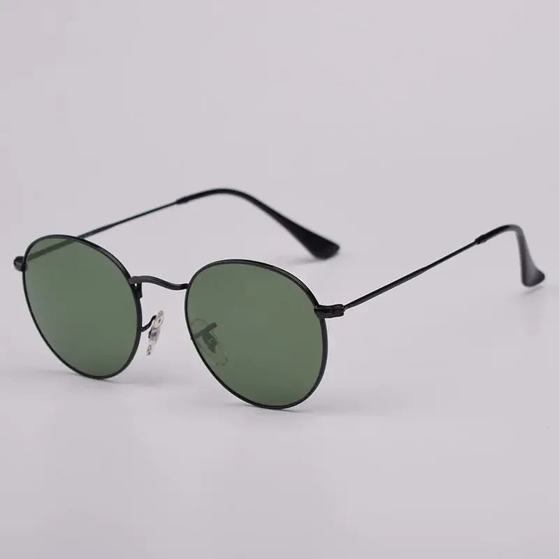 Fashion Sunglasses Men Women Eyeglasses Goggles Eyewear Shades Top Quality Round Metal Glass Lenses UV400 Sun Glasses - Evallys.com