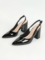 Women's Slingback Closed Toe Block Chunky Low Heel Pumps Office Wedding Party Dress Shoes - Evallys.com