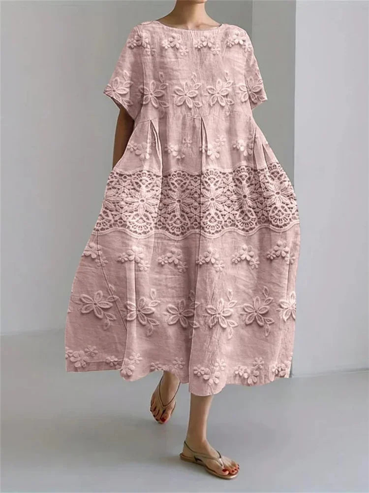 Harajuku Floral Loose Dress – Women's Mid-Calf Summer Party Wear - Evallys.com