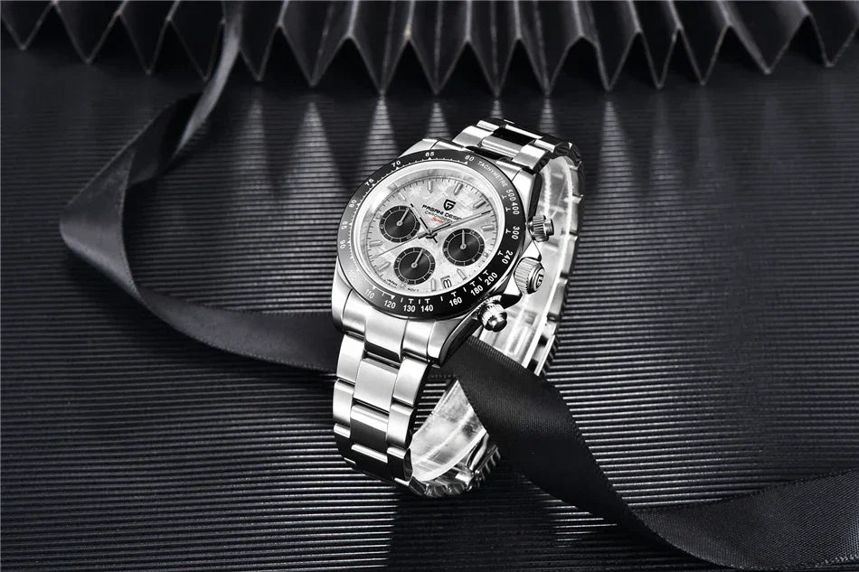 40mm New V2 PAGANI DESIGN Men's Quartz Watches Sapphire Retro Chronograph Stainless Steel Waterproof Watch Men Relogio Masculino - Evallys.com