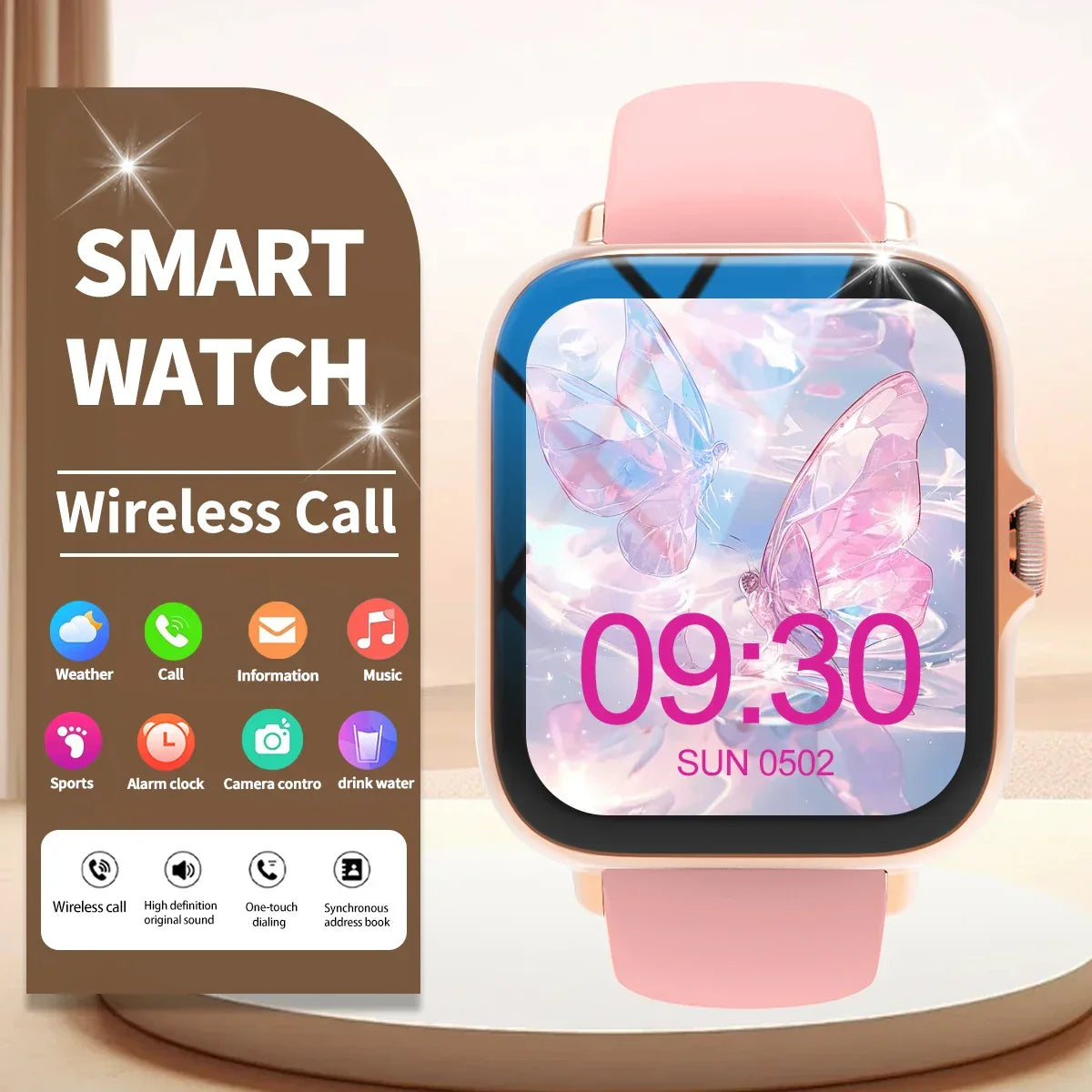Hot Smart watch, wireless call/wireless music, message reminder,custom dial wallpaper and other functions, unisex - Evallys.com