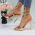 GLAZE Women's Strappy Gold Stilettos - Lace-Up Ankle Wrap Heels with Cushioned Insole for Parties & Formal Events - Evallys.com
