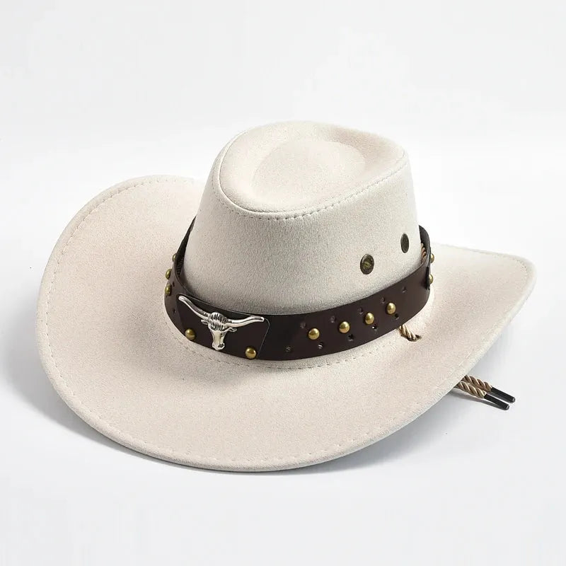 Vintage Suede Western Cowboy Hat – Party & Cosplay Big-Brim Cap - Evallys.com