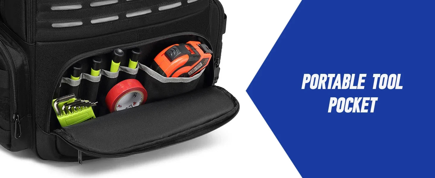 Tool Backpack Heavy Duty for Men Tool Storage With 3 Tool Pouches Organizer Electrician Plumber Maintenance Worker Tool Bags - Evallys.com