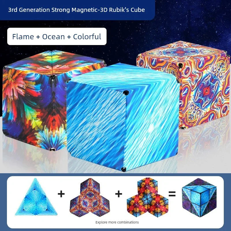 Variety Magnetic Cube Infinite Flip Deformation 3D Geometric Three-Dimensional Thinking Training Kids Educational Toy Boy - Evallys.com