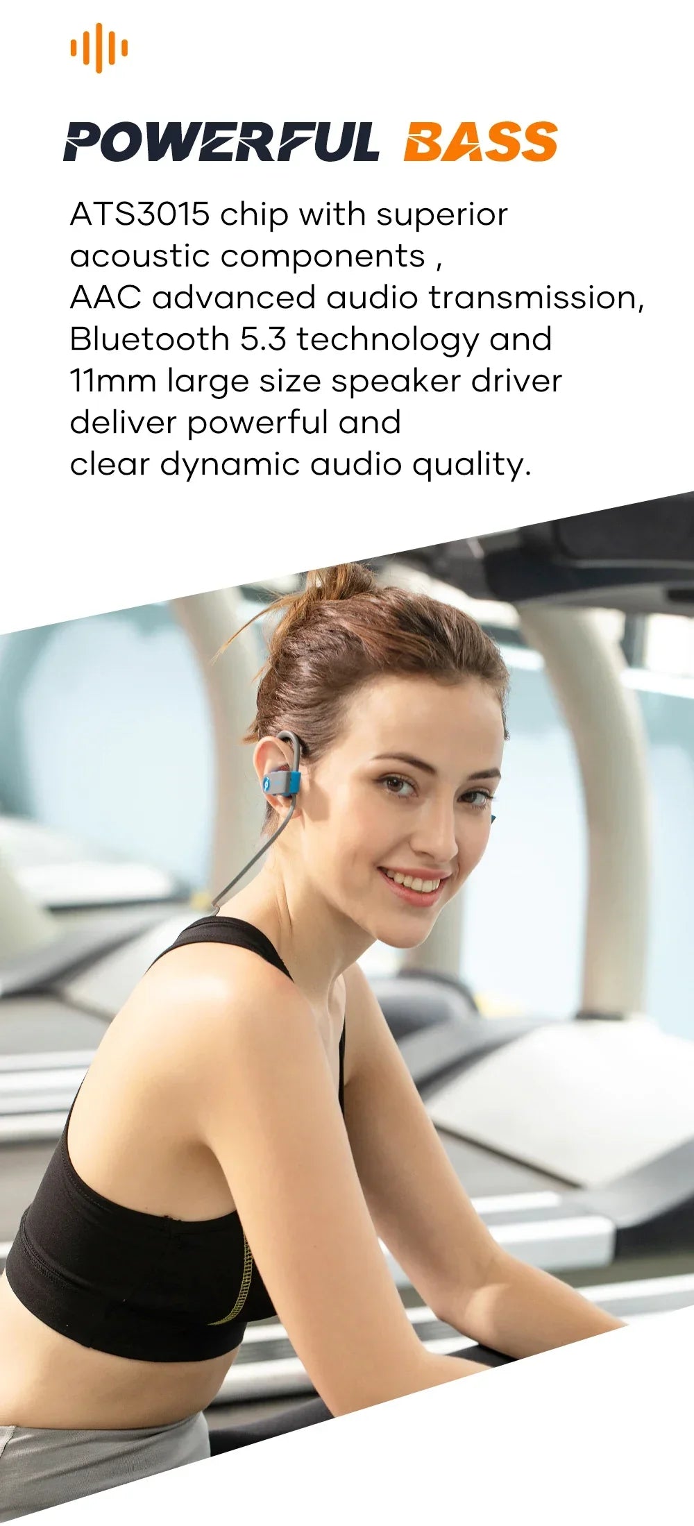 Wavefun XBuds Bluetooth Earphone Wireless Headphones with Ear Hook IPX7 Waterproof Super Bass Sport Earphones Music Gaming Mode - Evallys.com