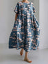 2024 Women’s Summer Fish Print Dress – Casual Loose Mid-Calf Dress - Evallys.com
