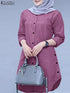 ZANZEA Women’s Abaya Blouse – Casual Islamic Long Sleeve Tops 2024 - Evallys.com