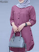 ZANZEA Women’s Abaya Blouse – Casual Islamic Long Sleeve Tops 2024 - Evallys.com