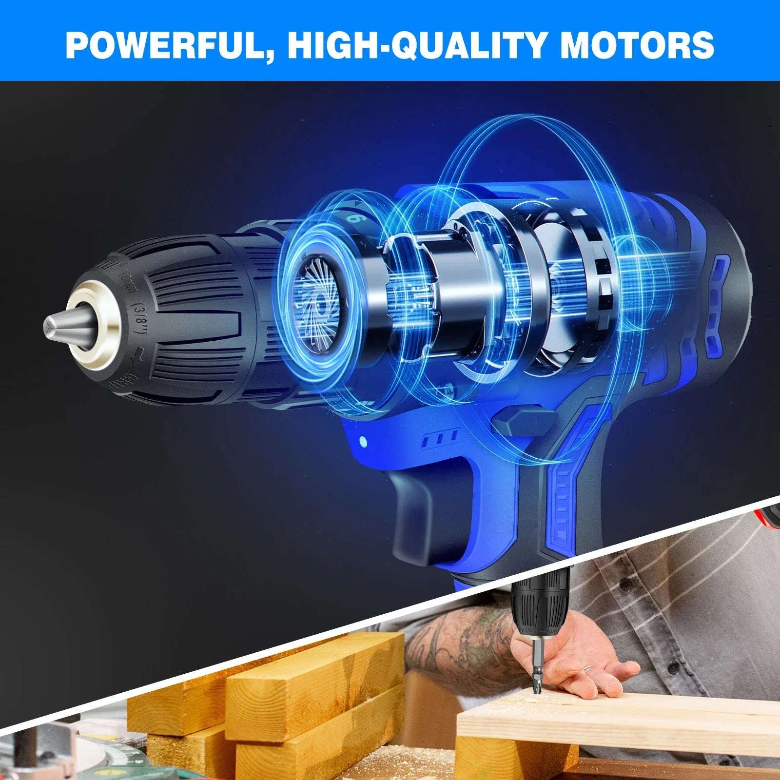 21V Cordless Power Drill,Handheld Screwdriver Drill Set with 25+1 Torque Setting,1.5AH Li-ion Battery&Fast Charger,2-Gear Drill - Evallys.com