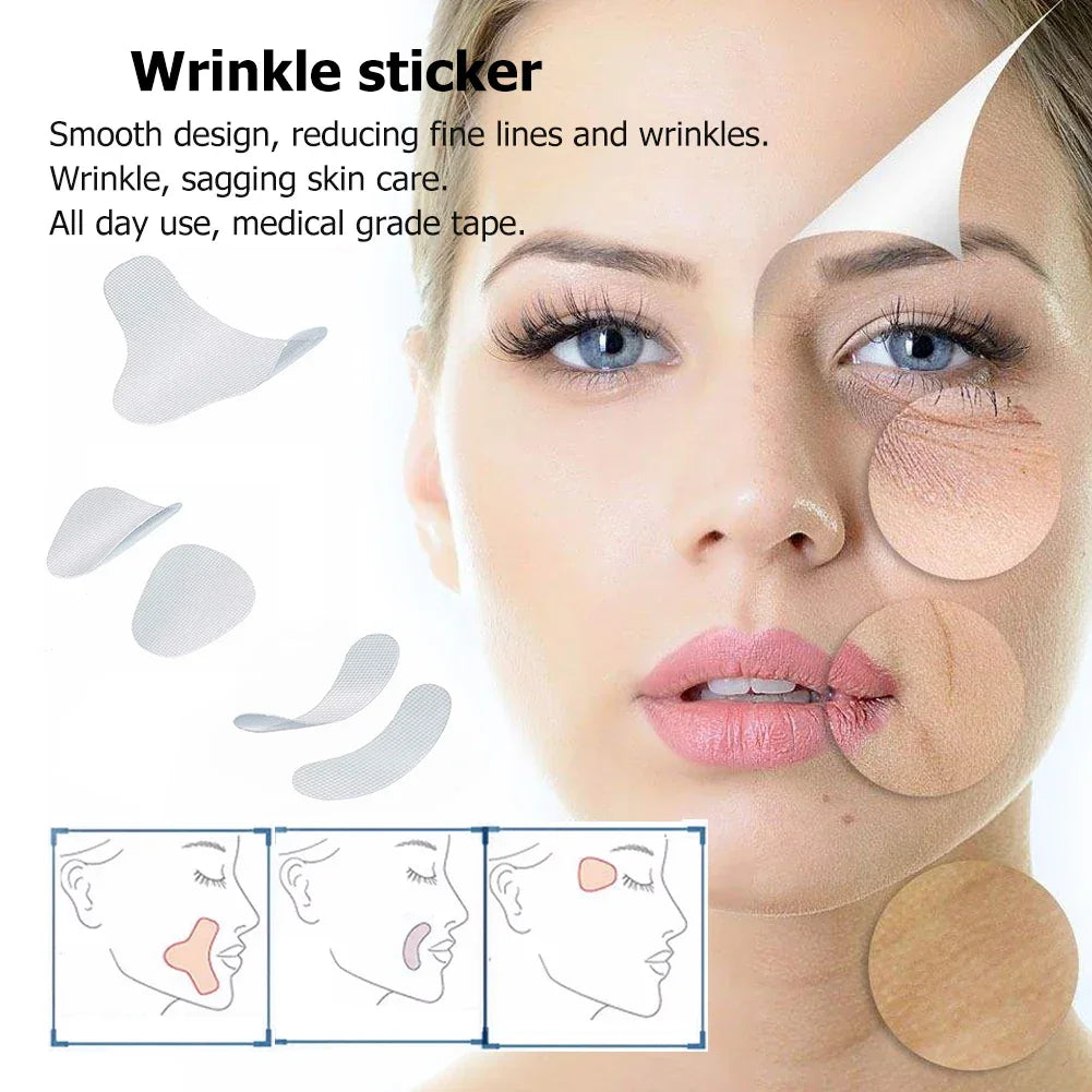 135-12pcs Thin Face Stickers EVA Anti-Wrinkle Anti-aging Patches Forehead Lift Tapes Beauty Skin Lift Up Unisex Skin Care Tool - Evallys.com