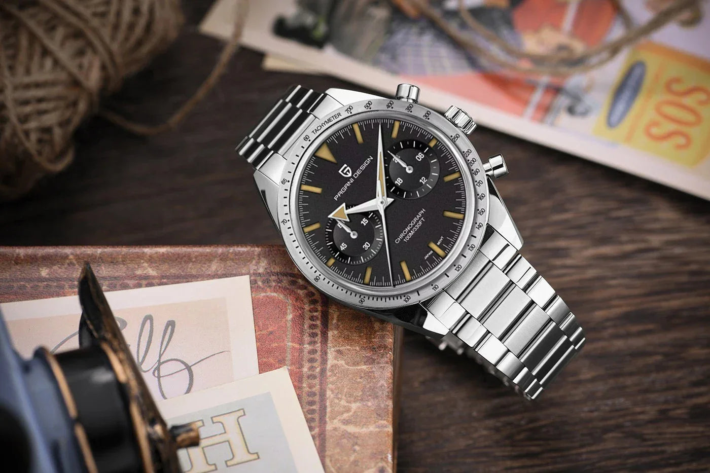 2024 New PAGANI DESIGN Retro Mens Watches Moon Quartz Watch For Men Speed Sports Chronograph AR Sapphire VK64 Clock Reloj Hombre - Evallys.com