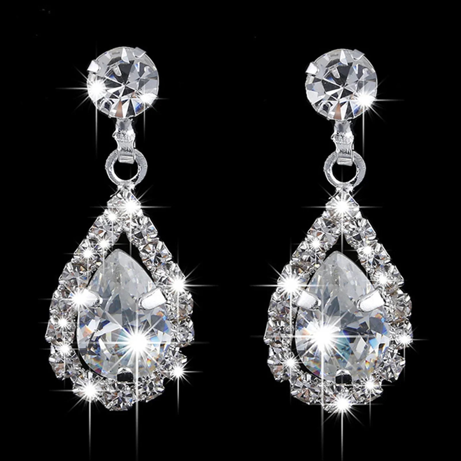 Wedding Season Women's Fashion Droplet Necklace and Earring Set Banquet Party Accessories - Evallys.com