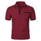 New Men's Short Sleeve Polo Shirts Solid Color Casual T-shirt Summer Trendy Breathable Loose Basic Splice Top Pockets Men Shirts - Evallys.com