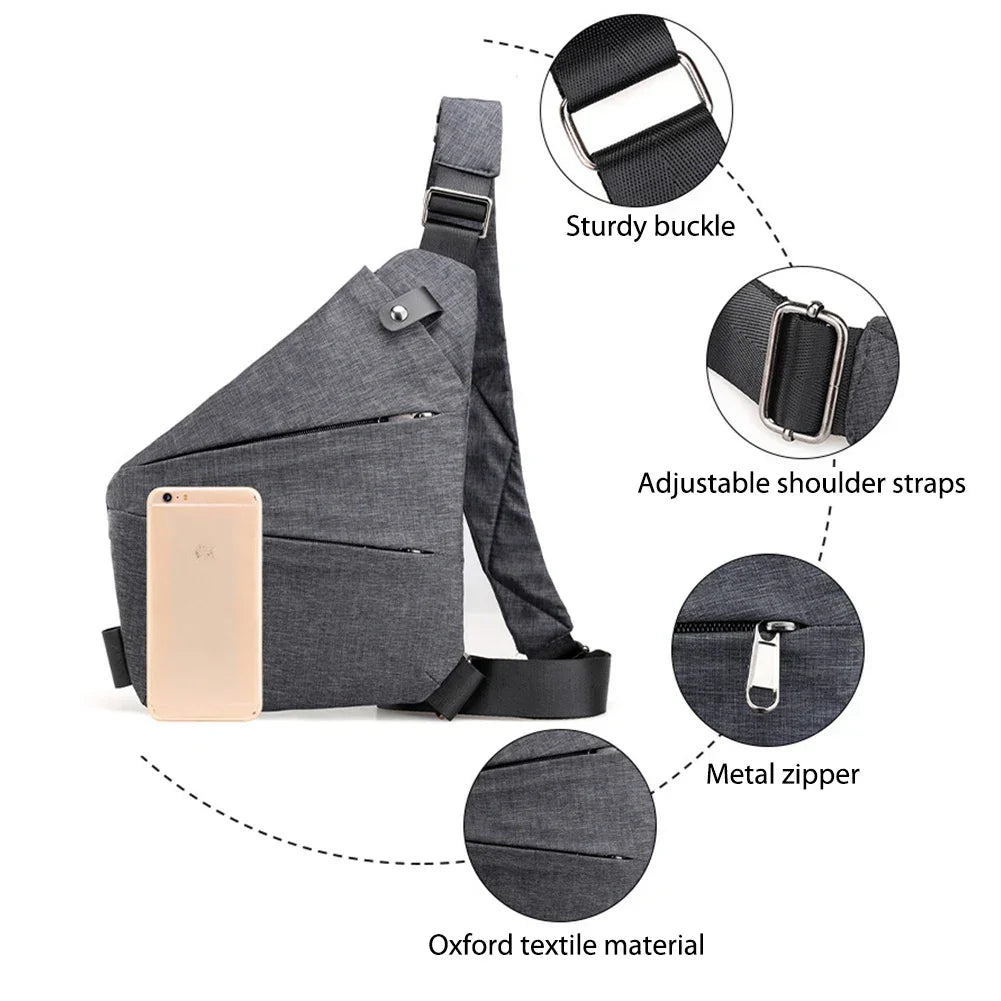 Men’s Anti-Theft Chest Bag – Nylon Sling Fanny Pack with Adjustable Strap - Evallys.com