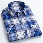 High Quality Men's Plaid Short Sleeve Shirts Business Casual Striped Turn-Down Collar Summer Man Shirt - Evallys.com